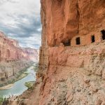 Very vertical hike, 600 feet above the river from our camping spot. The wall and the openings are reconstructions. Day 2, Mile 52. (9744)
