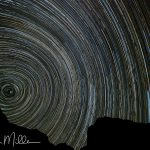 From ~10pm -2:15am, I set my camera to automatically take as many exposures as possible until the battery died. The result was 66 exposures; 4 min each @ f/4.0, ISO 400, 17mm focal length. All the images were stacked and combined in Photoshop. Love the variety of star colors. Day 5, Mile 121.