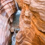 We followed Deer Creek above the waterfall, sometimes on a narrow shelf in a steep wall below and above.. Day 7, Mile 137 (0207)