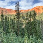 The reddish color comes from surface rocks that contain iron oxide.