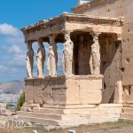 Replicas of six carved female figures (Caryatids) that act as structural support while also serving as sculptures. While five of the authentic Caryatid statues are preserved in the Acropolis Museum, one is housed in the British Museum. (3139)
