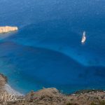 A bus ride took us up and over the "mountain" for our excursion to the monastery. This is the Aegean view that greeted us. (2831)