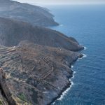 Some coastal cliffs rise more than 600 feet above the sea, creating a striking landscape. You can see evidence of agricultural terracing, still used today, but usually far less intensively than in the past. (2900)